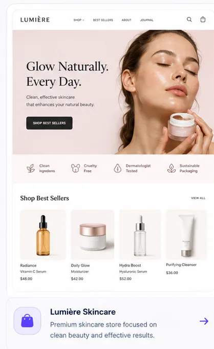 Premium Skincare Store — concept interface preview