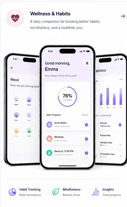 Wellness & Habit App — concept interface preview