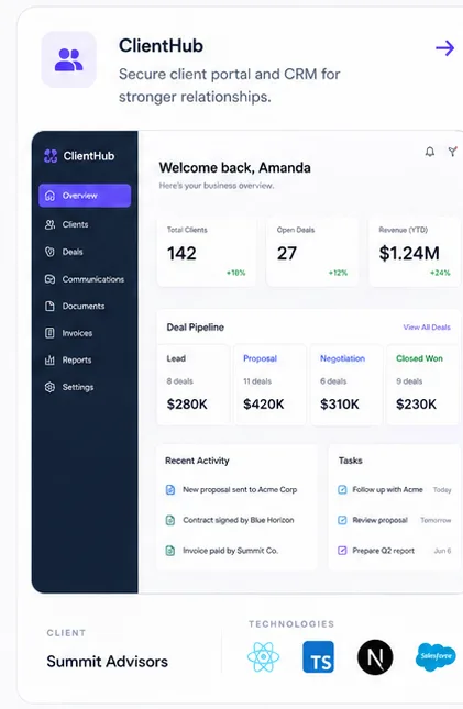 Client Portal & CRM — concept interface preview