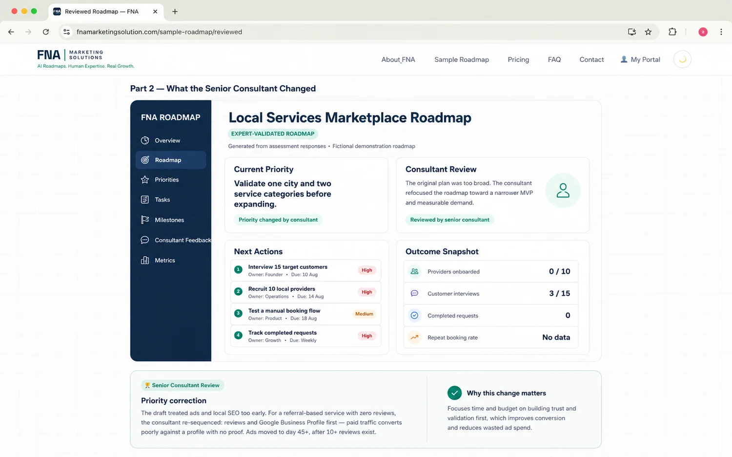 Consultant-Reviewed Execution Dashboard — demonstration interface direction