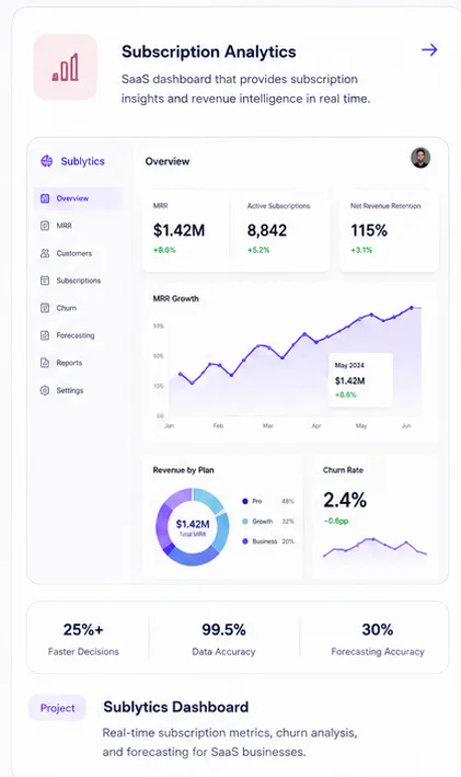 Subscription Analytics Platform — concept interface preview