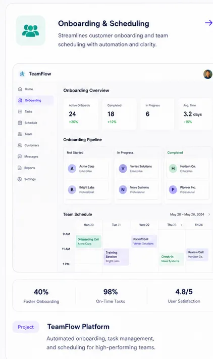 Onboarding & Scheduling Platform — concept interface preview